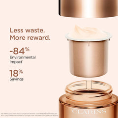 Clarins cream swatched on skin before and after to show smoothing and brightening effect — clarins evens