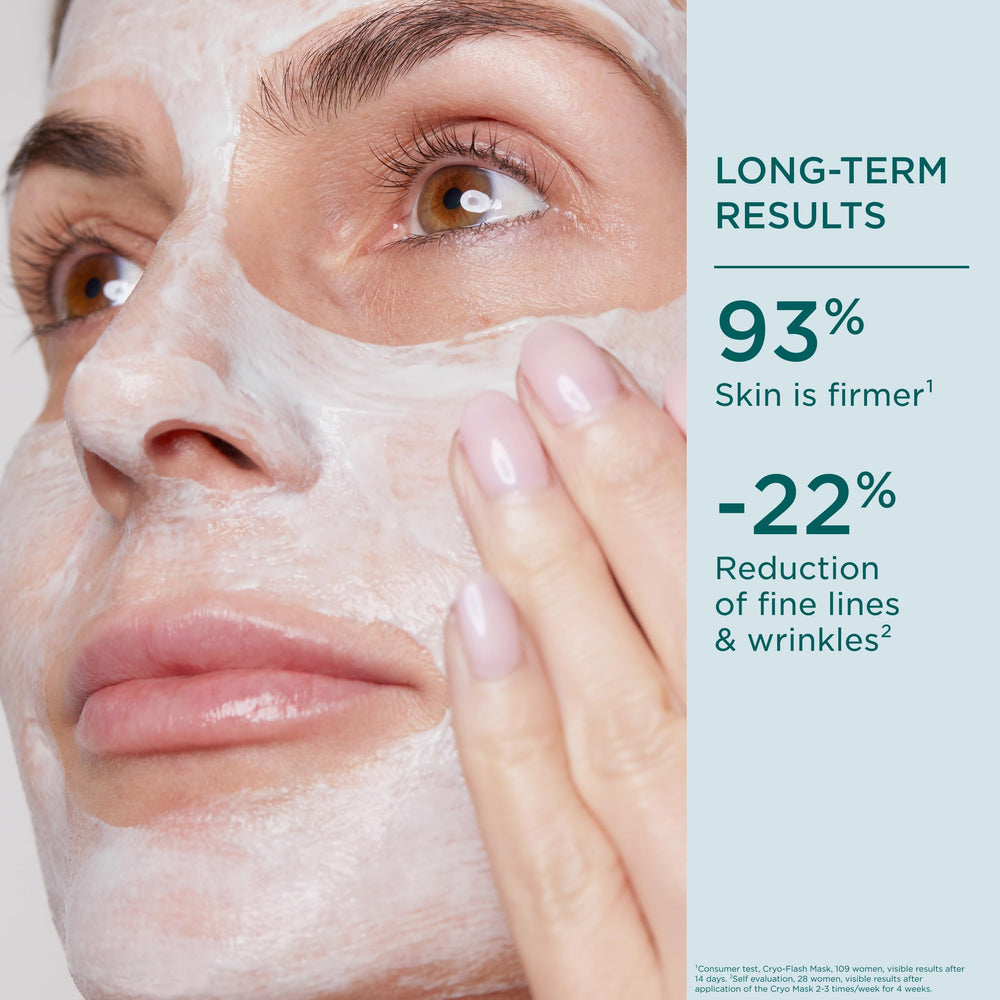 CLARINS jar held in hand to show 2.5 fl oz scale and travel-friendly benefit