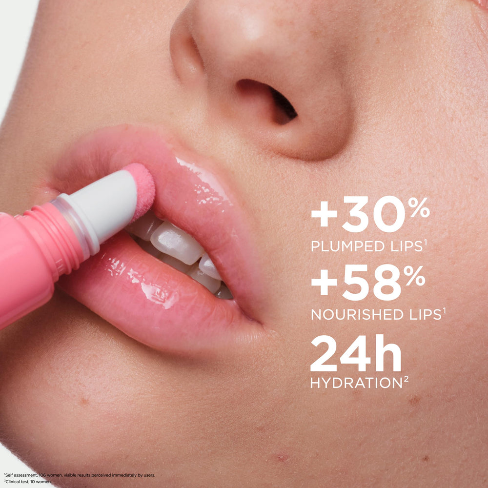 CLARINS gloss texture swirl highlighting creamy, non-sticky formula for comfort