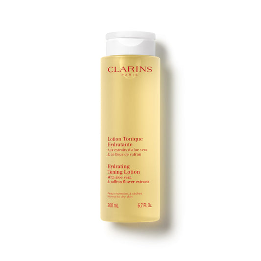 Clarins front bottle view showing clean packaging and hydration benefit