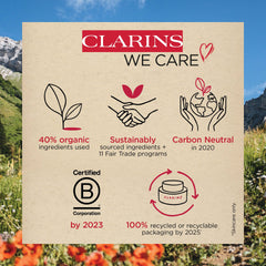 Clarins product label close-up displaying ingredients and shade 01 Black benefits