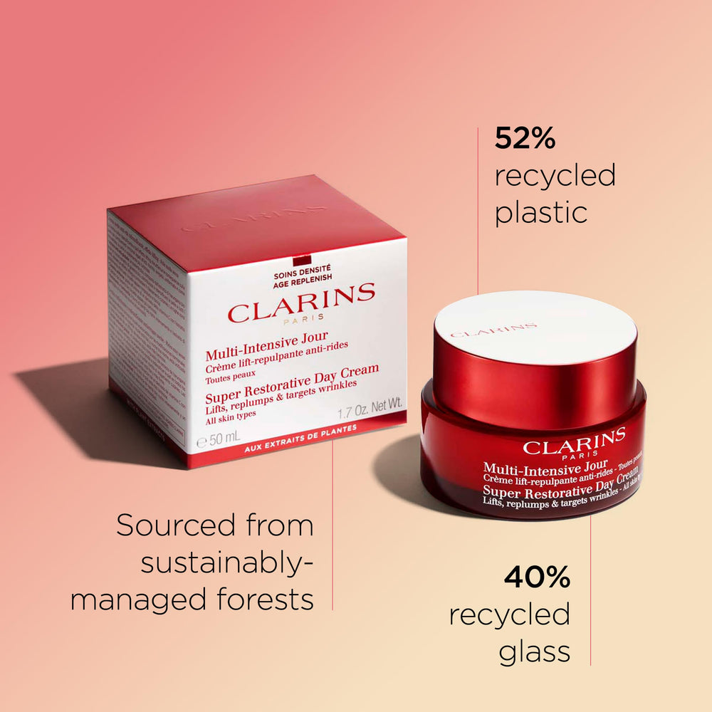 Clarins comparative skin texture before and after use demonstrating improved density