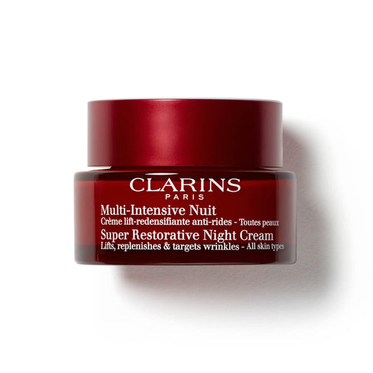 Clarins jar front view showing product and elegant packaging benefit: clear brand presentation