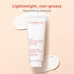 Clarins tube next to coin showing 3.4 oz size for travel-friendly benefit