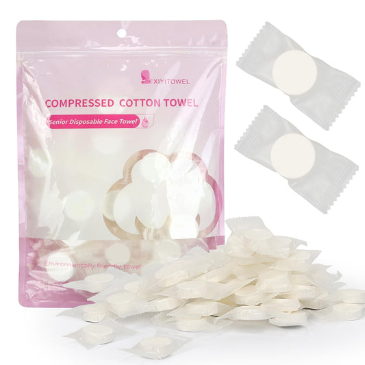 Classycoo front packaging showing 50-count compact towels, easy travel storage benefit