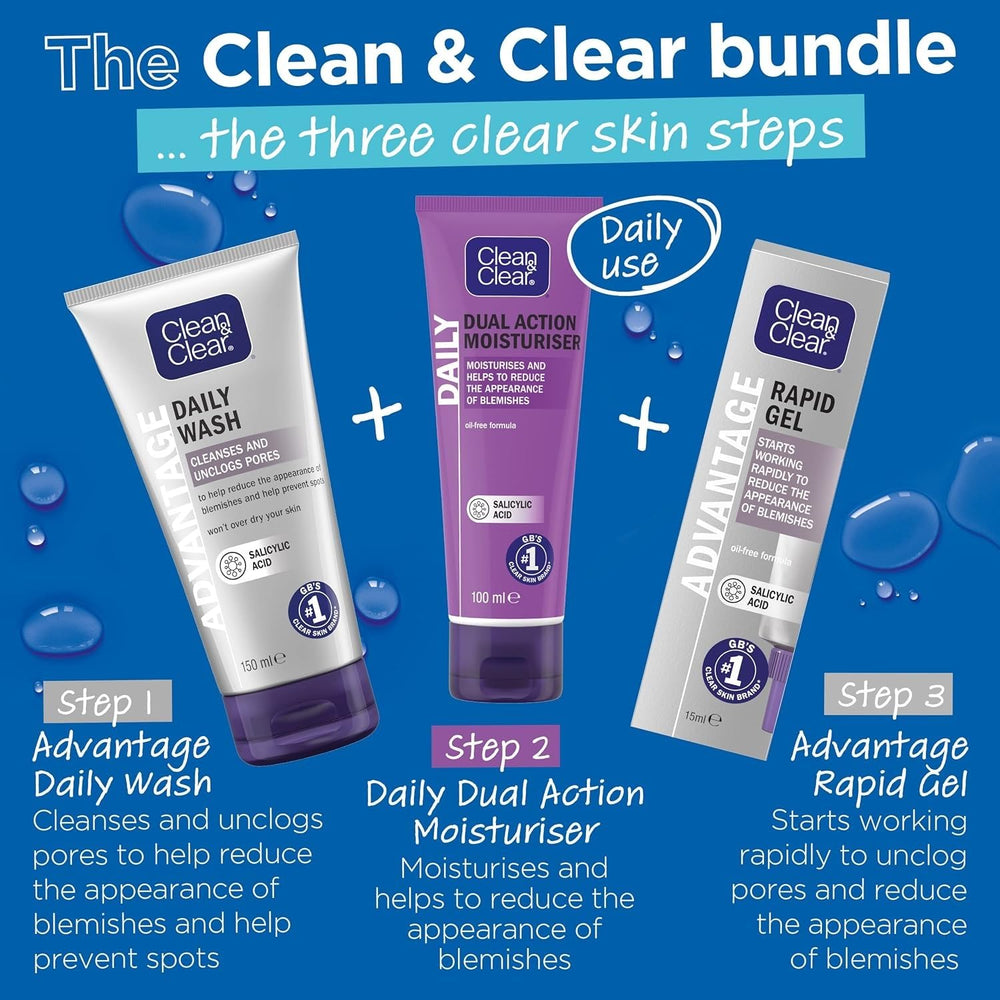 Clean & Clear 15ml tube beside a coin showing scale and portability for on-the-go use