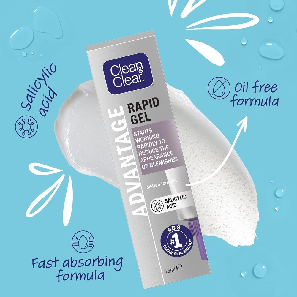 Clean & Clear gel texture close-up highlighting lightweight formula for quick absorption
