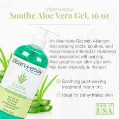 Clean + Easy gel in use removing wax residue on skin, quick cleanup benefit