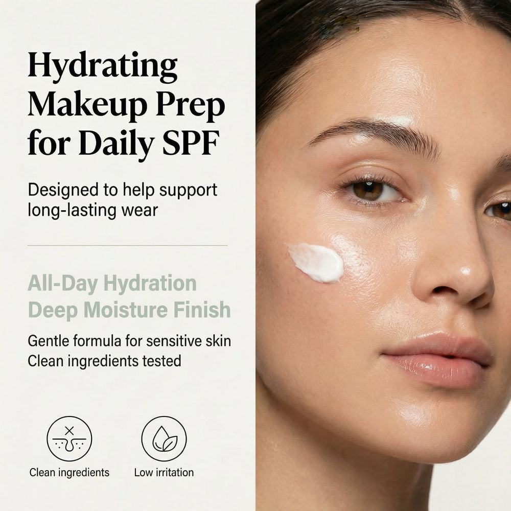 Clean + Kind applied under foundation demonstrating smooth layering and no white cast