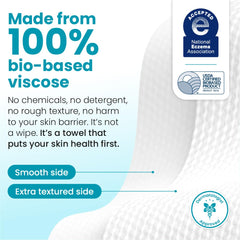 Model using Clean Skin Club towel to remove makeup for clearer-looking skin
