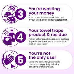 CLEAN SKIN CLUB towel removing makeup illustrating gentle, effective cleansing
