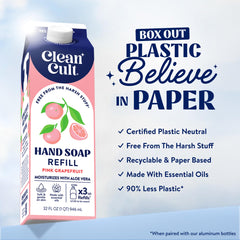 Cleancult close-up of refill pouch material highlighting recyclable design