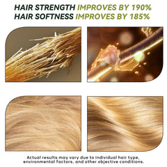 CLEANFULL before and after hair strand showing reduced breakage