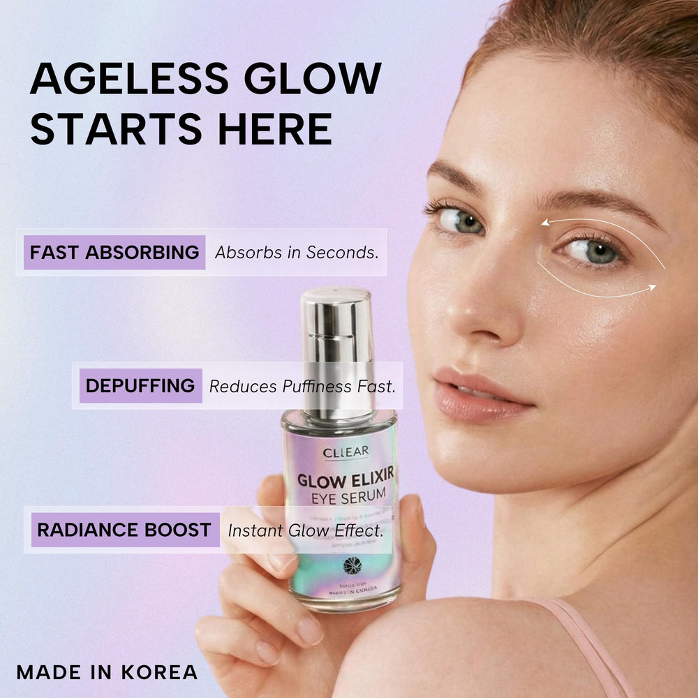 Clear Beauty clear gel texture drop showing hydrating, plumping effect