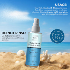 Clear Beauty mist spritzed on face in lifestyle shot for midday refreshment