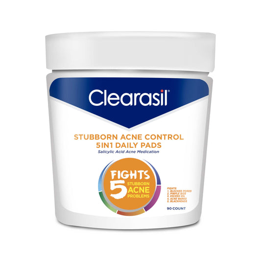 Clearasil front tub with label showing product name and benefits