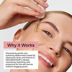 CLEARSTEM hand pressing oil into skin to show fast absorption benefit