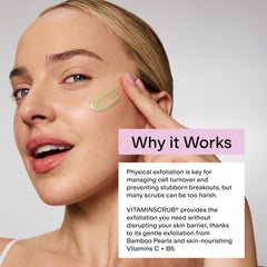 CLEARSTEM using scrub on body showing full-body exfoliation benefit