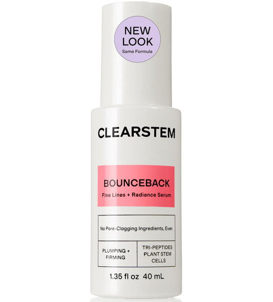 CLEARSTEM bottle front view showing sleek packaging and radiance benefit