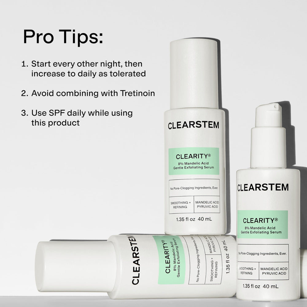 CLEARSTEM bottle next to ruler showing 40ml size for travel-friendly benefit