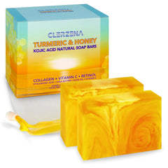 CLERZENA front packaging showing turmeric kojic soap benefits
