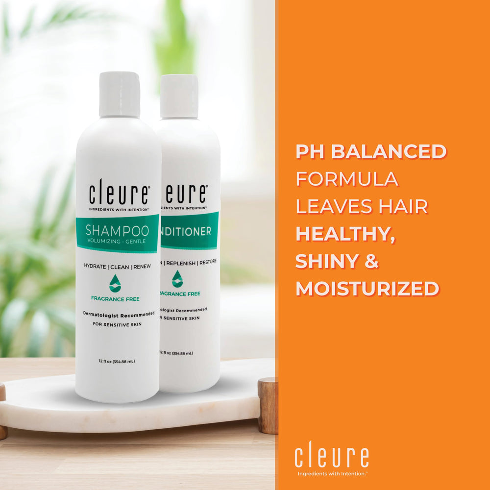 Cleure shampoo texture closeup displaying lightweight lather and moisturizing feel benefit