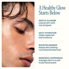 Cliganic cleanser staged in bathroom setting suggesting everyday routine comfort