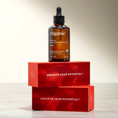 Cliganic jojoba oil in bathroom setting as daily skincare staple