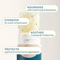 Person using Cliganic balm outdoors for instant lip relief and protection