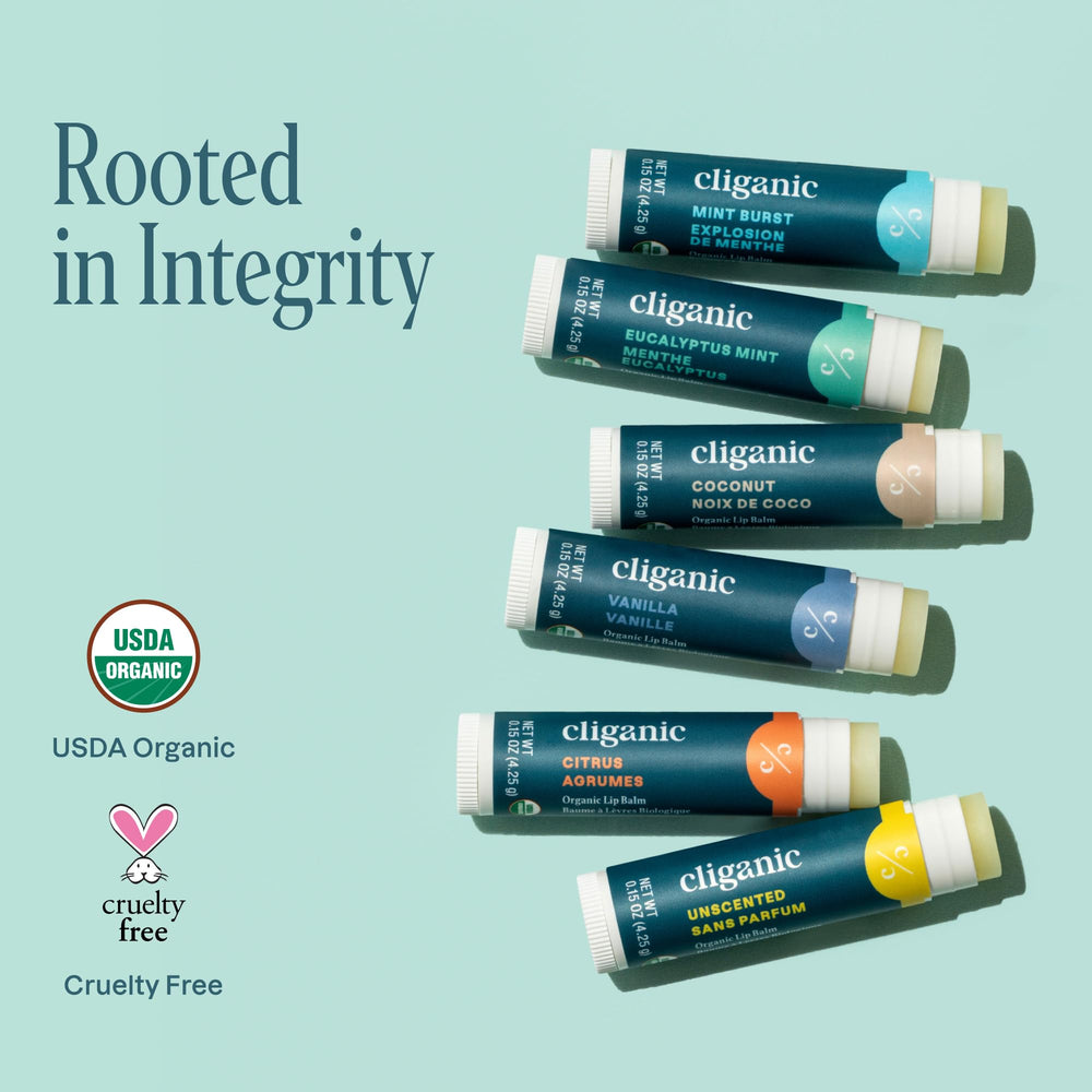 Cliganic lip balm inside purse pocket showing travel-ready convenience benefit