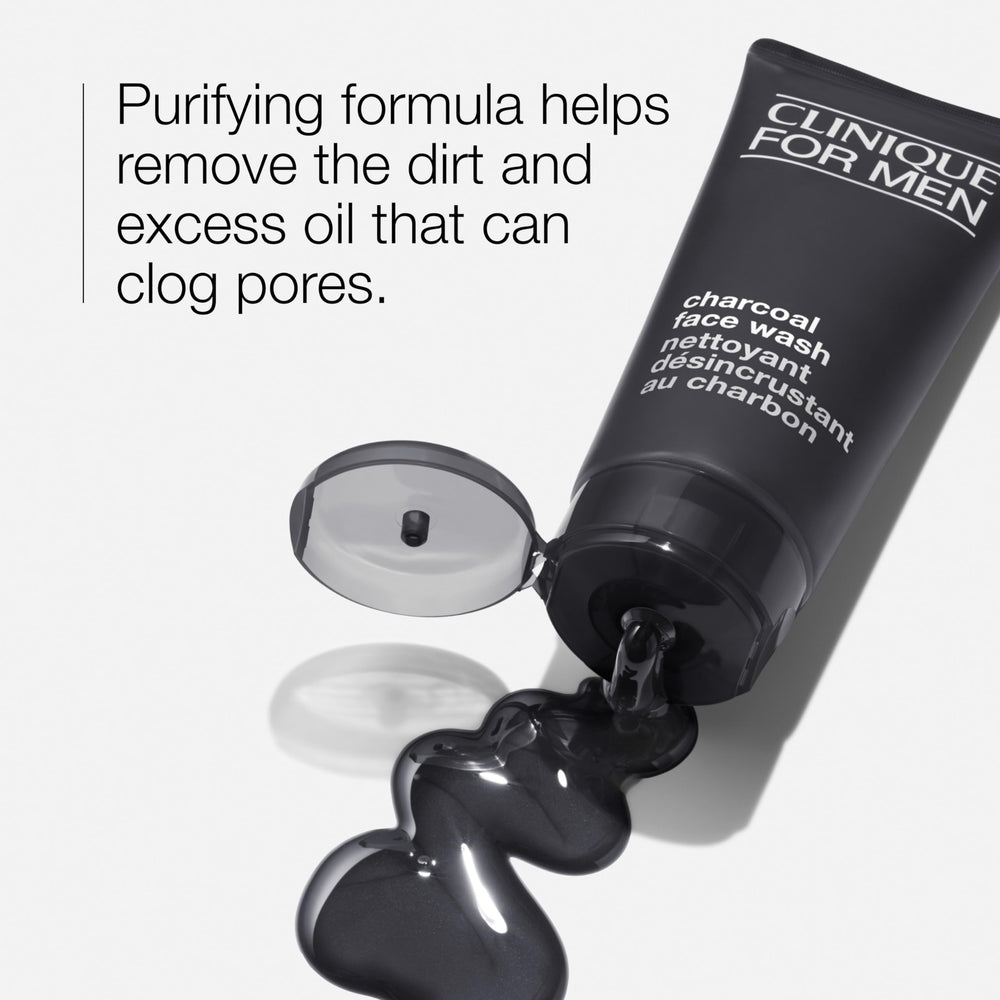 Clinique charcoal gel texture close-up highlighting smooth detoxifying texture benefit