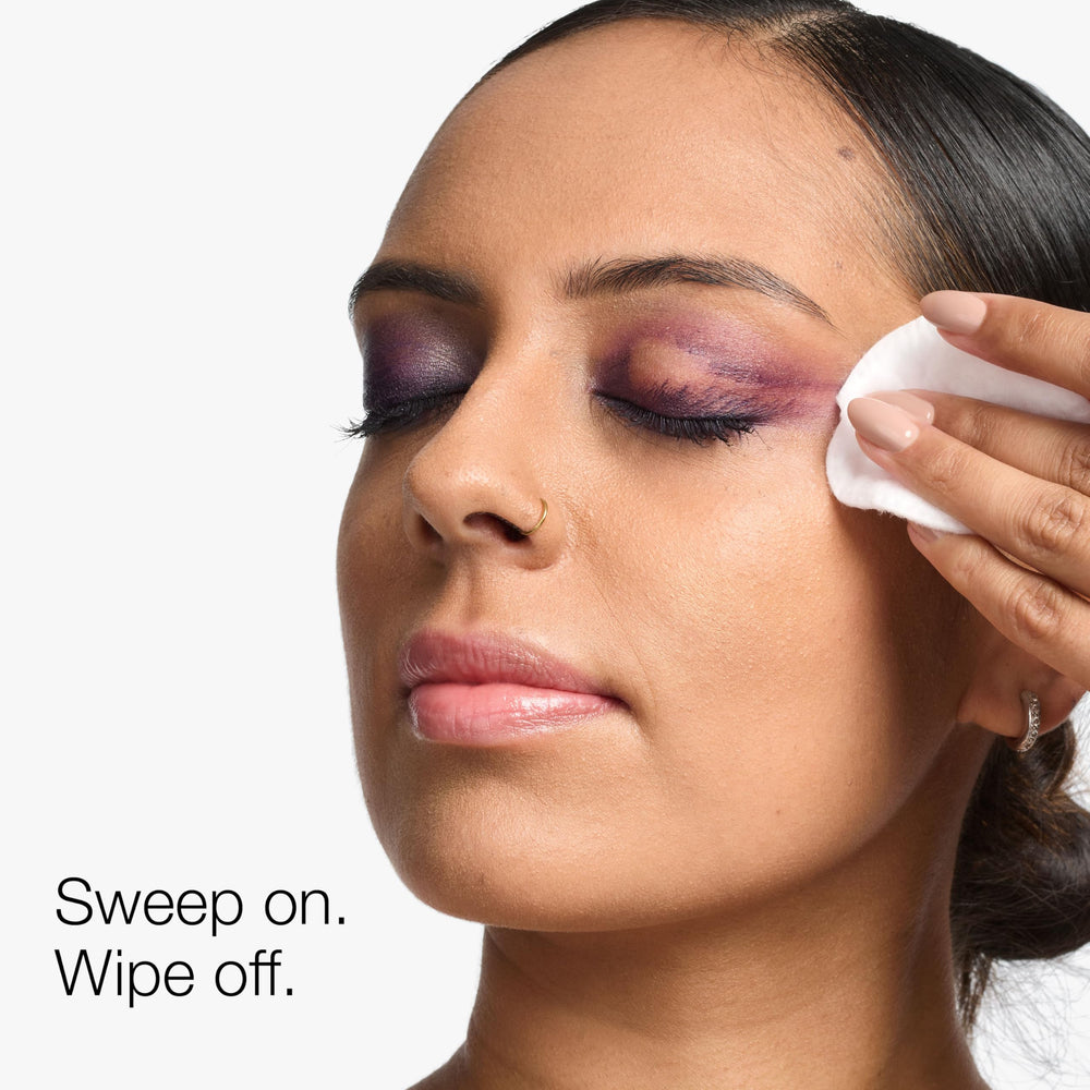 Clinique saturated cotton pad application demonstrating gentle removal