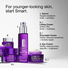 Clinique in bathroom lifestyle displayed on shelf to show nightly routine compatibility benefit