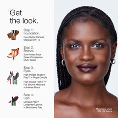 Clinique lifestyle shot on vanity with brush for everyday radiant makeup inspiration