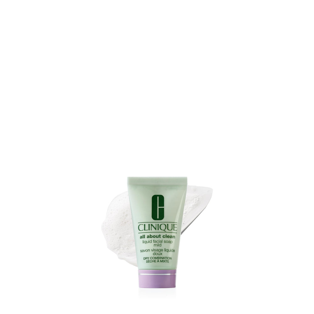 Clinique front packaging of Mild mini bottle showing brand and travel benefit