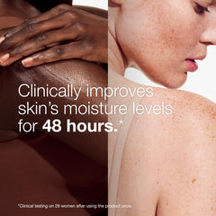 Clinique bottle next to hand for scale showing travel-friendly 6.7 fl oz benefit