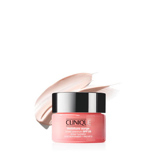 Clinique Moisture Surge front jar showing clean design and hydration benefit
