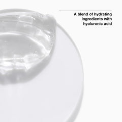 Clinique gel-serum texture close-up on fingertip, demonstrates lightweight hydrating feel