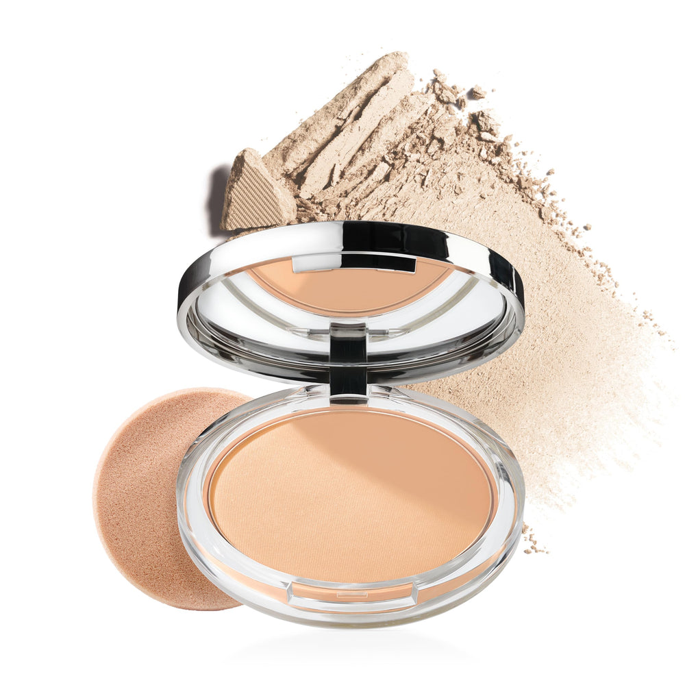 Clinique compact front view showing sleek packaging and easy portability advantage