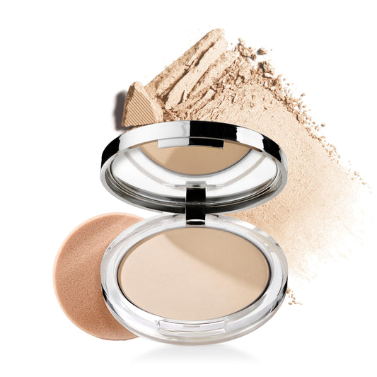 Clinique compact front view showing sleek packaging and easy portability benefit