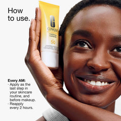 Clinique tube beside moisturizer and serum to show routine pairing