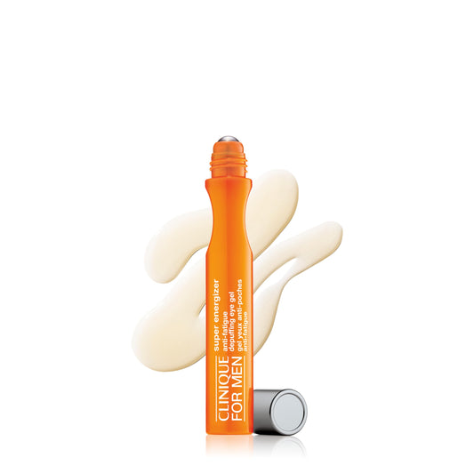 Clinique Super Energizer eye gel front view showing compact travel-friendly tube and cooling benefit