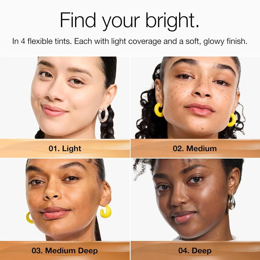 Clinique tinted swatches across skin tones to help shade selection