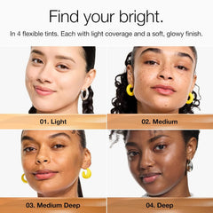 Clinique tinted swatches across skin tones to help shade selection