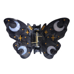 Clip Sugar butterfly clip front view showing elegant black acetate and secure hold