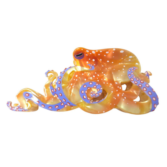 Clip Sugar orange octopus clip front view shows bold style and secure hold