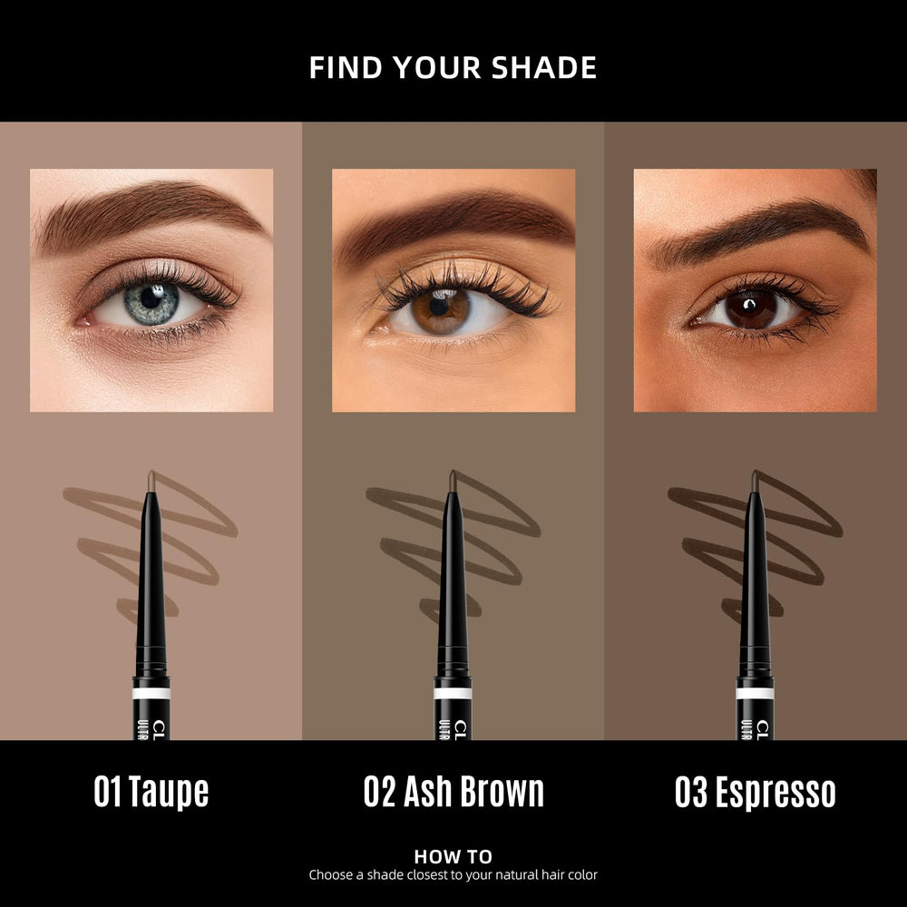 CLLFUU brow pencil in use drawing micro strokes for realistic brows