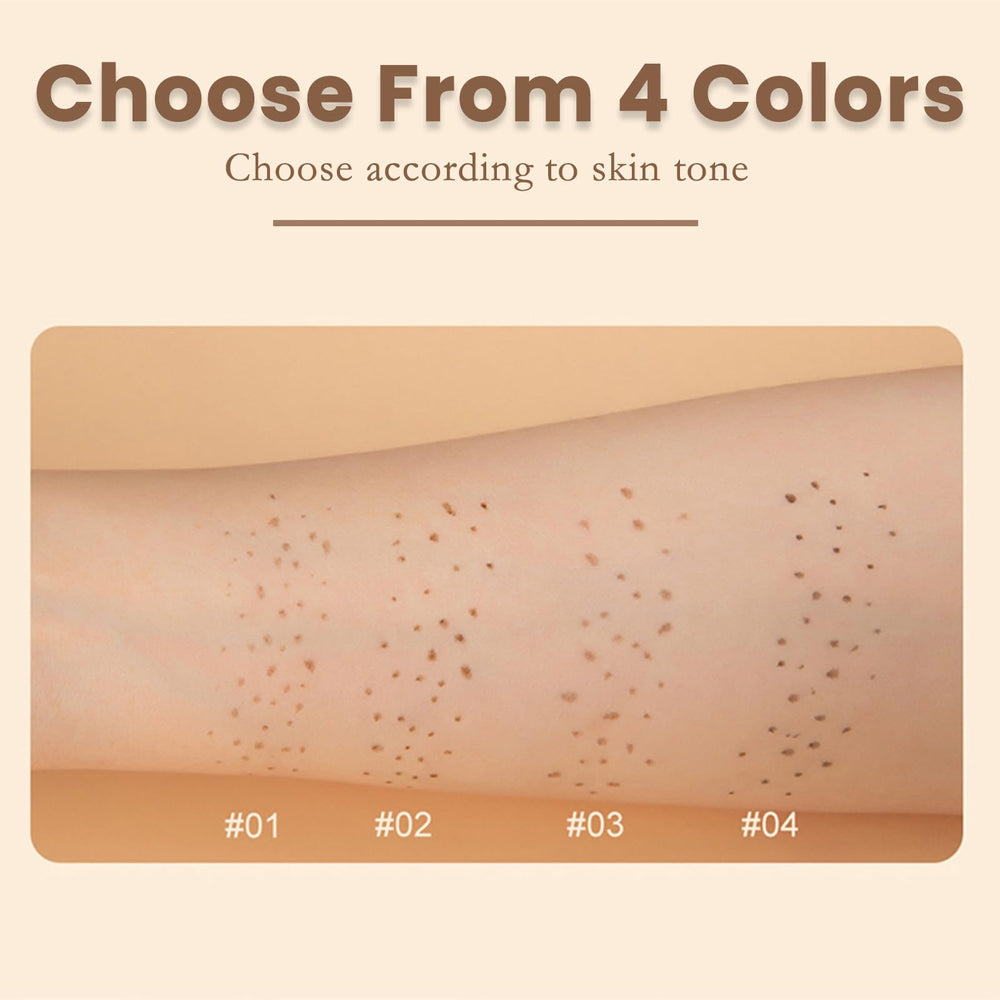 CLLFUU freckle pen application on cheek demonstrating realistic freckles