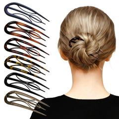 CllyCnny front view of six tortoiseshell U-shaped clips showing elegant finish and ready-to-use styling benefit
