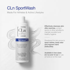 CLn SportWash applied to feet emphasizing control of foot odor